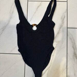 Hunza G Textured Black Swimwear